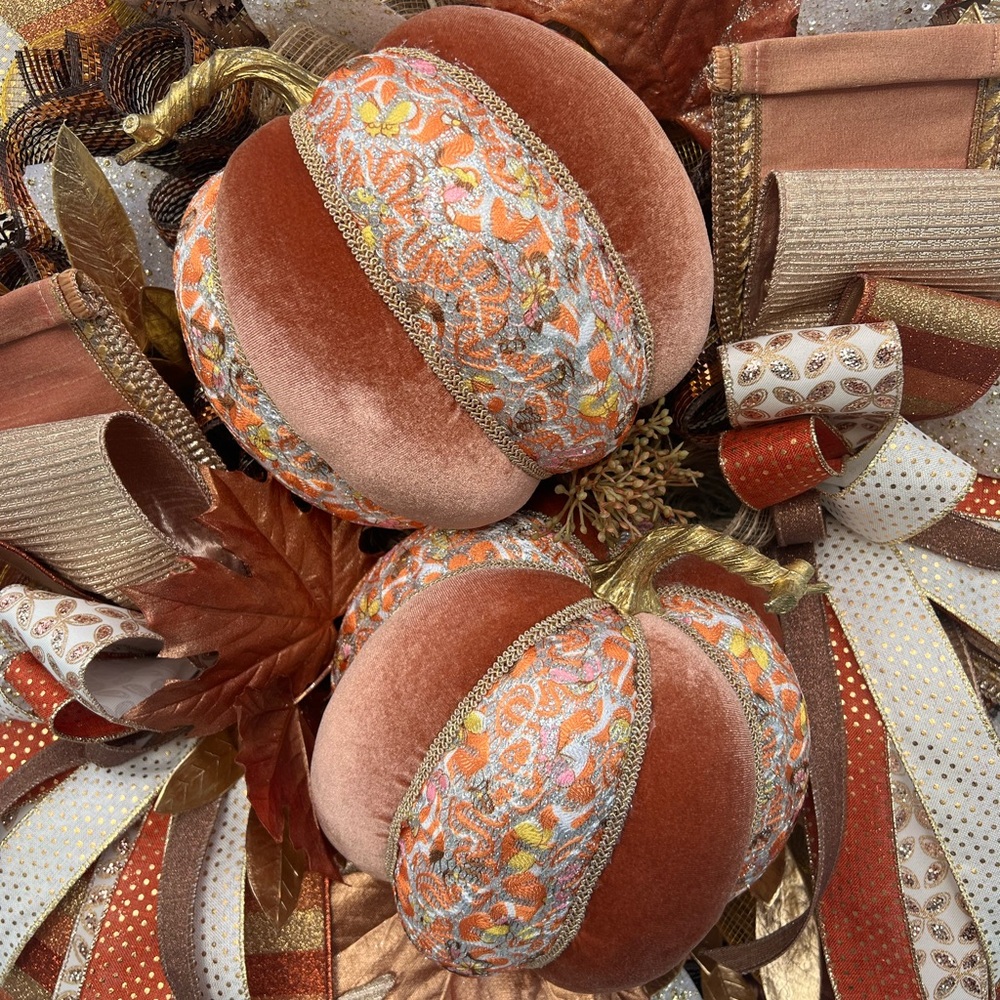 XL Handmade Elegant Fall Autumn Wreath for front door. Aprox 31” wide - Picture 3 of 10